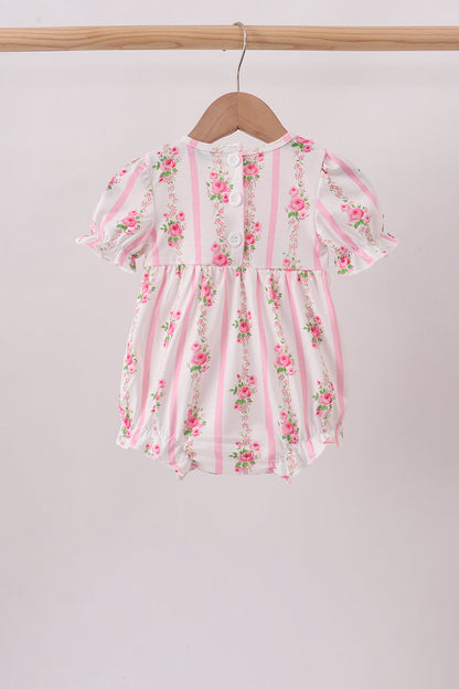 Pink Pumpkin Embroidery Floral Ruffle Bubble