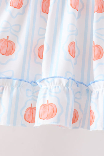 Blue Pumpkin Embroidery Ruffle Pants Set