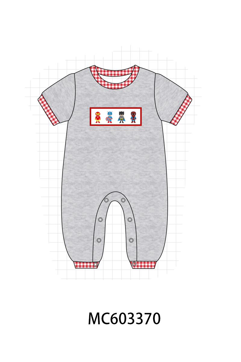 Grey character embroidery romper