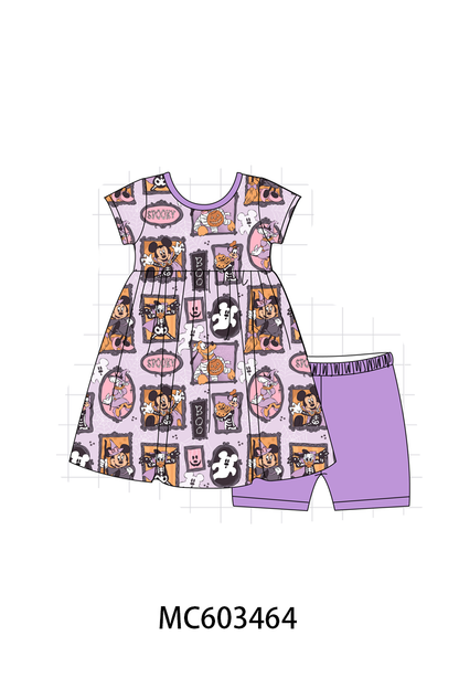 Purple witch bamboo shorts set