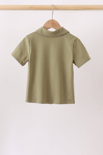 Camel Pumpkin Embroidery Button Down Shirt