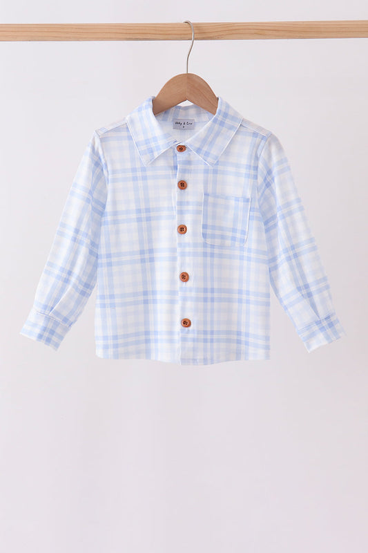 Blue Plaid Button Down Shirt