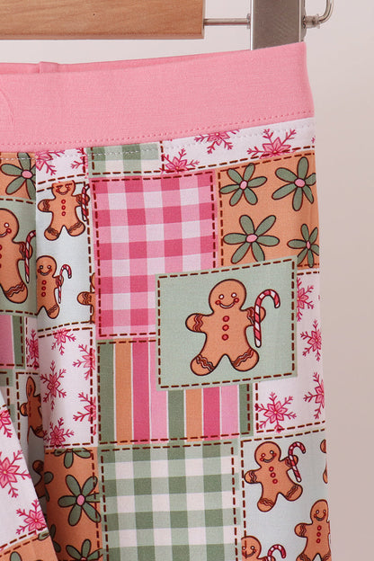 Pink Gingerbread Checkered Bamboo Pajama Set