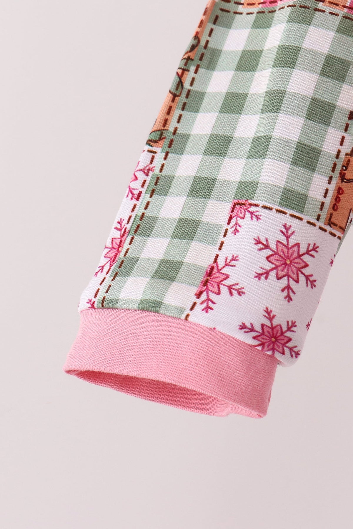 Pink Gingerbread Checkered Bamboo Pajama Set