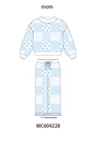 Blue floral bow checkered mom&me pants set