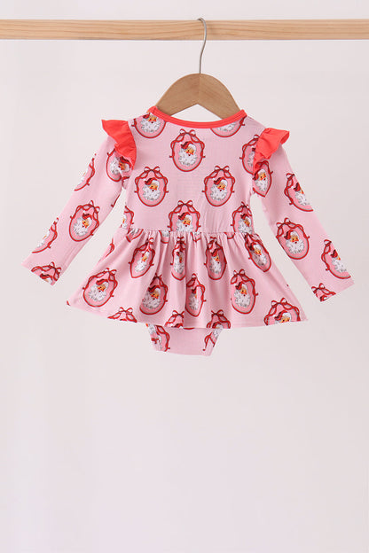 Pink santa claus bamboo ruffle bubble