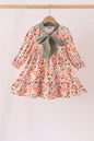 Green floral bow ruffle mom&me dress