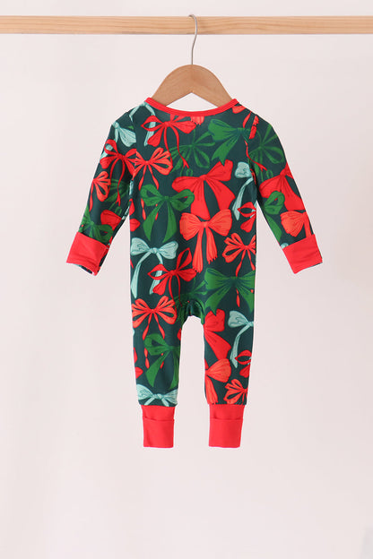 Forest Bow Zip Bamboo Romper
