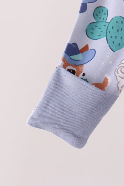 Blue Cowboy Bamboo Romper