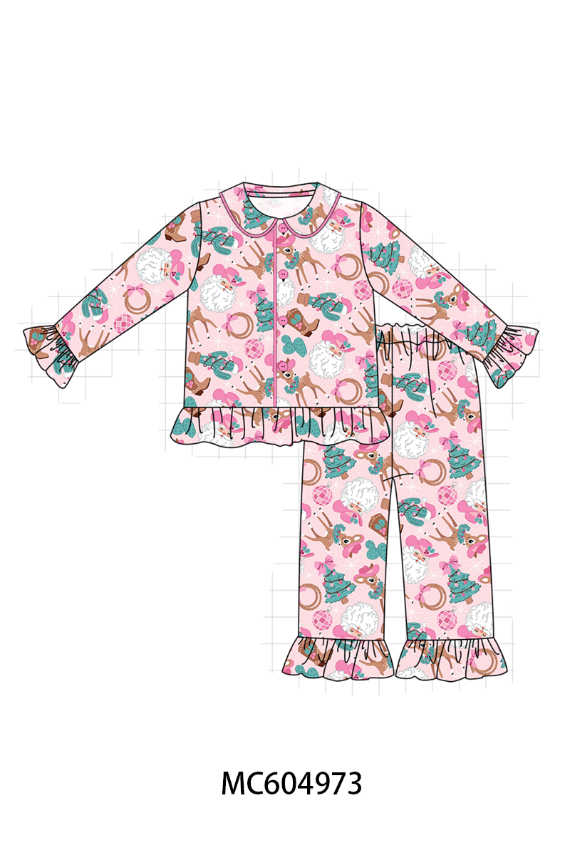 Pink Cowboy Ruffle Bamboo Pajama Set