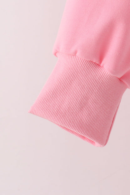 Pink Holly Jolly Embroidery Mom Top