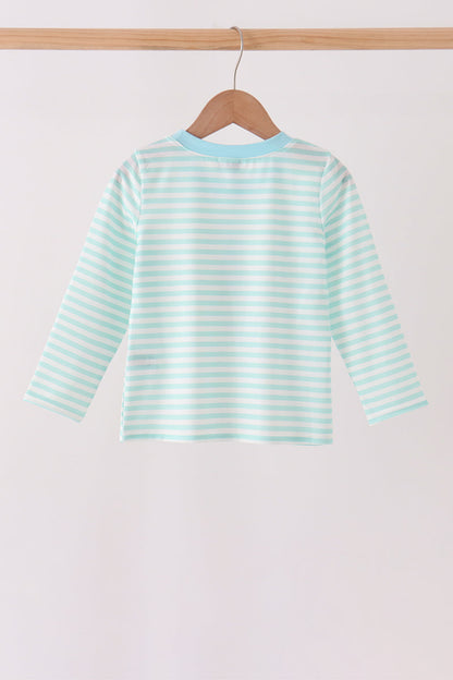 Mint Nutcracker Embroidery Stripe Top