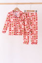 Pink Candy Cane Bow Ruffle Bamboo Mom&me Pajama Set