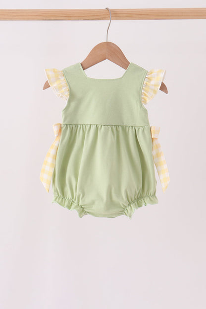 Green Princess Frog Embroidery Ruffle Bubble