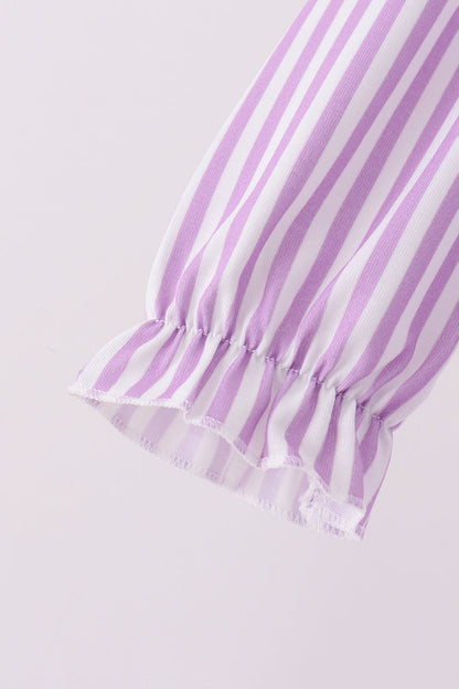 Purple Stripe Frozen Smocked Romper