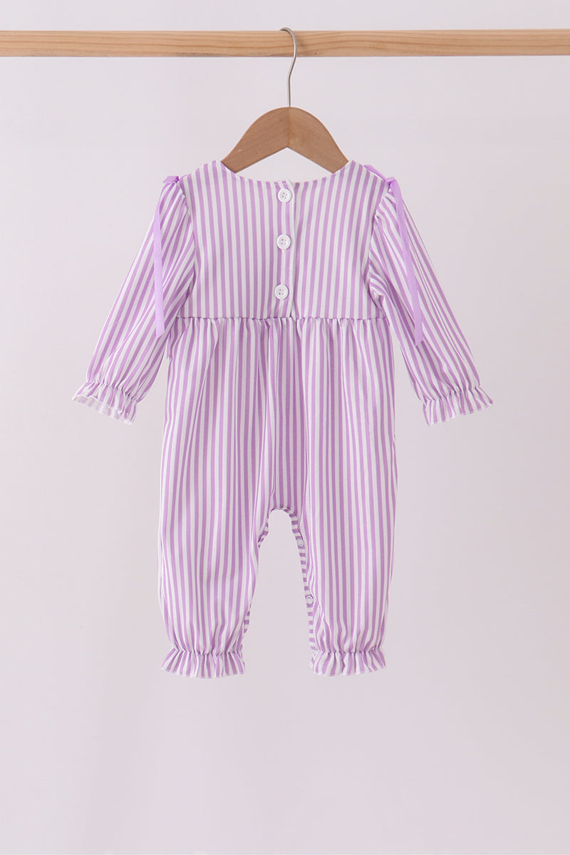 Purple Stripe Frozen Smocked Romper