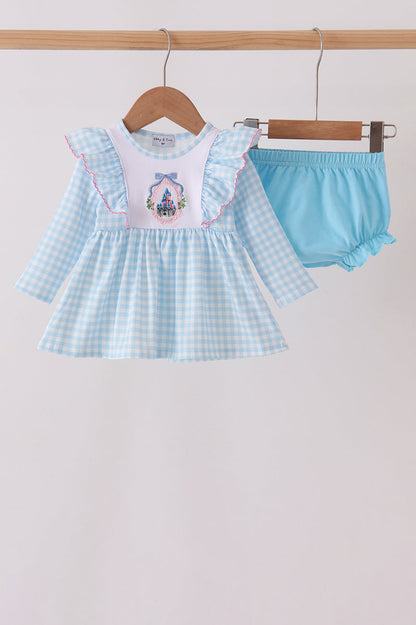 Blue Castle Embroidery Ruffle Bloomer Set