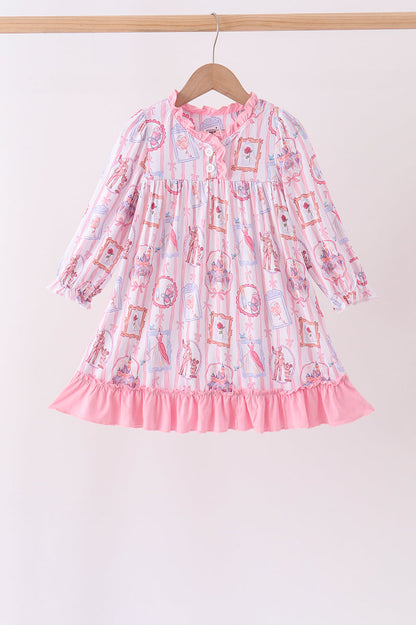 Pink Character Ruffle Bamboo Dress
