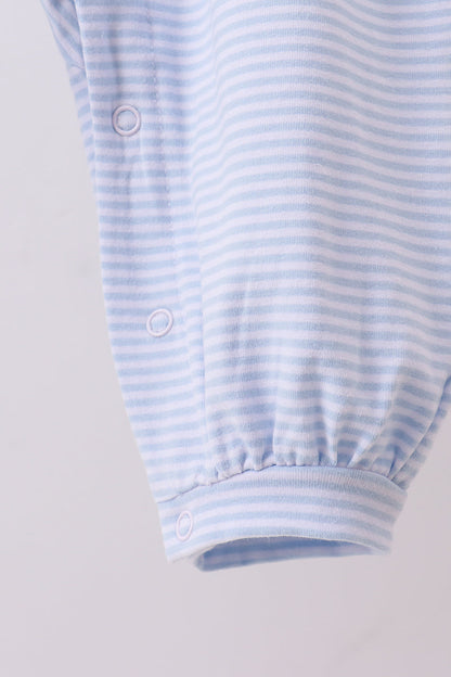 Blue valentine's day heart embroidery romper