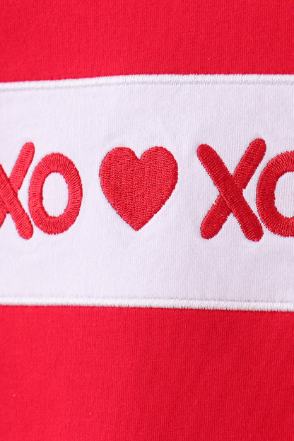 Red valentine's day heart embroidery pants set