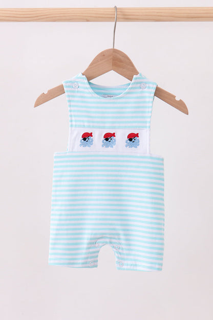 Blue octopus embroidery stripe jonjon