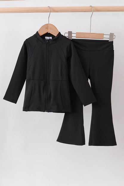 Black active  flare pants set