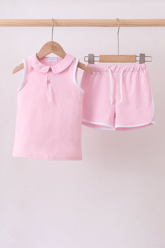 Pink active shorts set