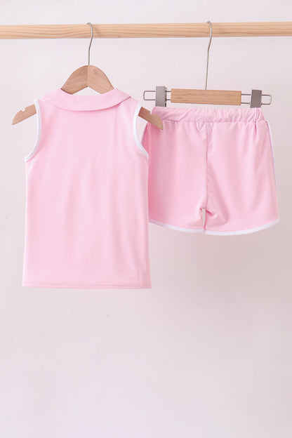 Pink active shorts set