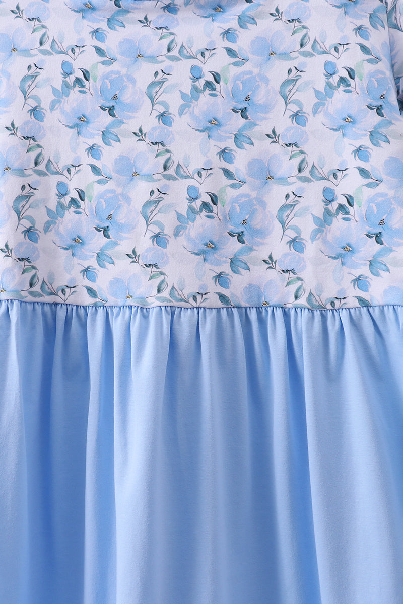 Blue floral ruffle dress - Cloudling Kids Clothing