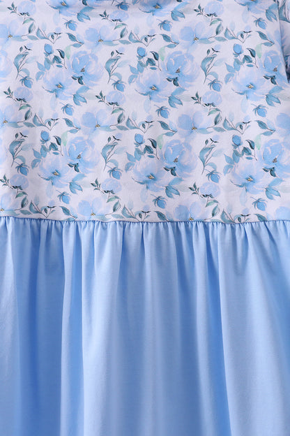 Blue floral ruffle dress - Cloudling Kids Clothing