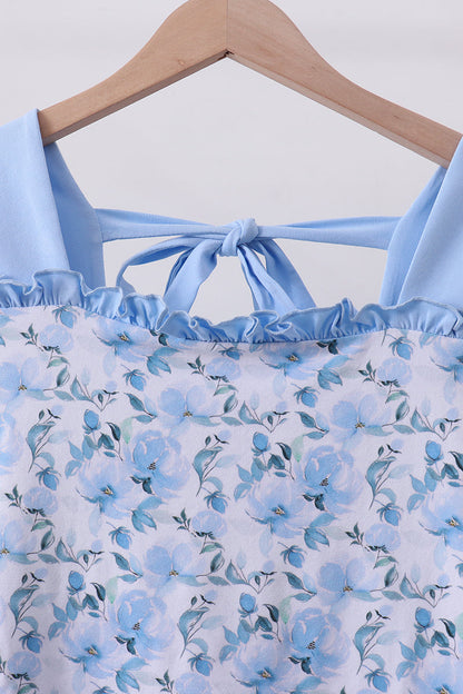 Blue floral ruffle dress - Cloudling Kids Clothing