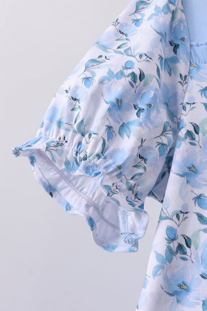 Blue floral ruffle dress - Cloudling Kids Clothing