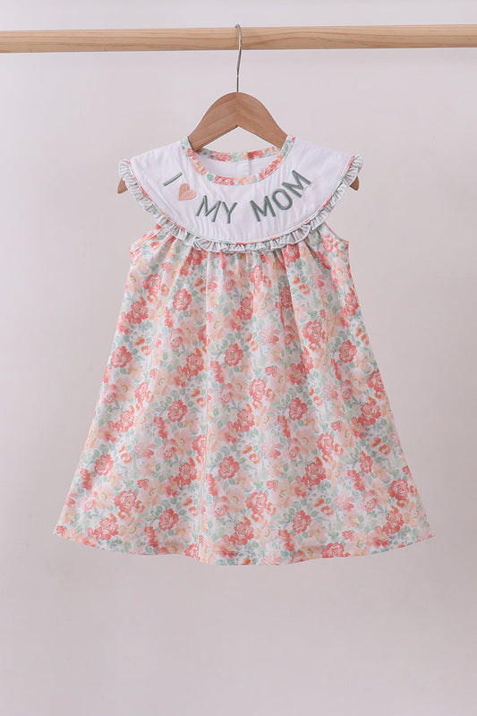 Floral I love my mom embroidery dress