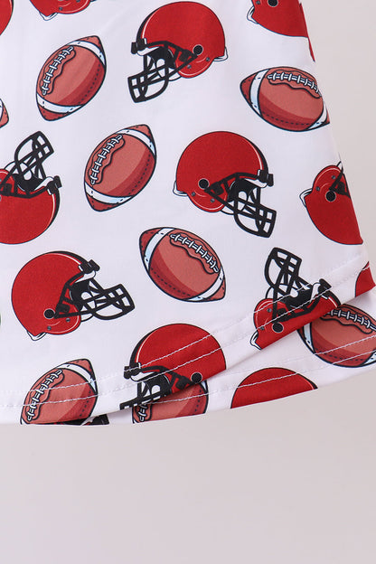 Red active football print skort set
