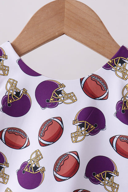 Purple active football print skort set