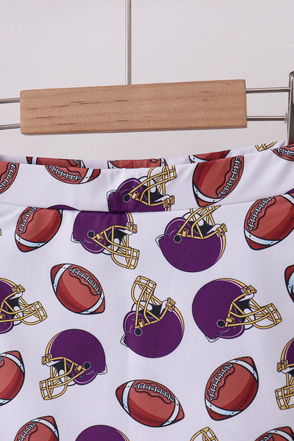 Purple active football print skort set