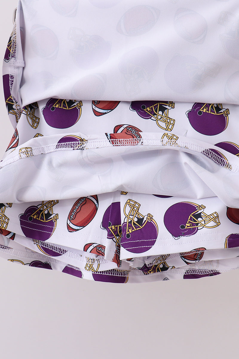 Purple active football print skort set
