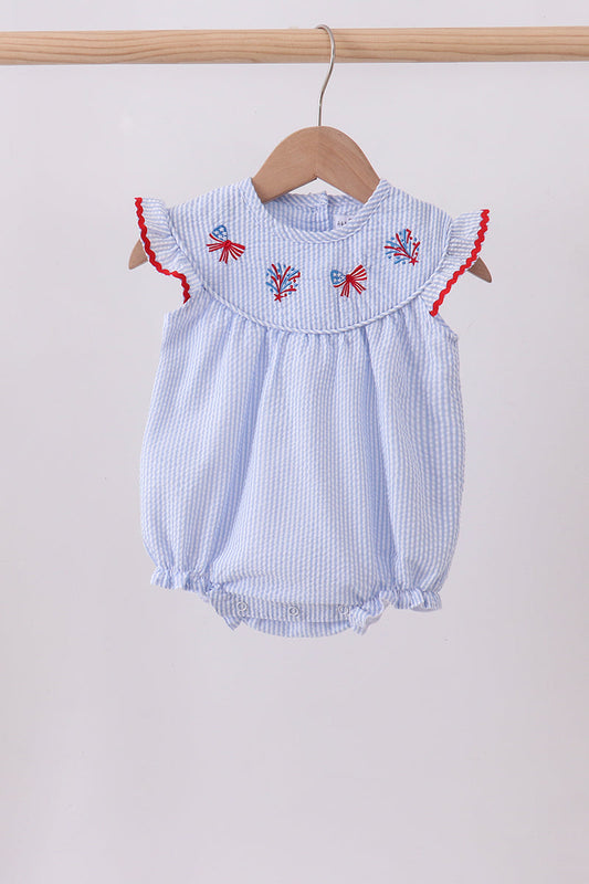 Blue stripe bow fireworks embroidery bubble