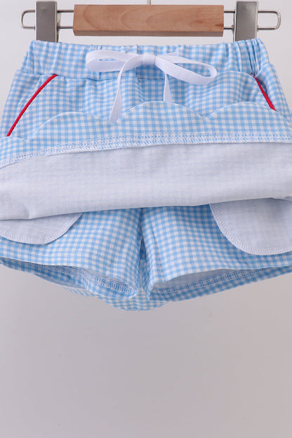 Blue Apple Applique Skorts Set