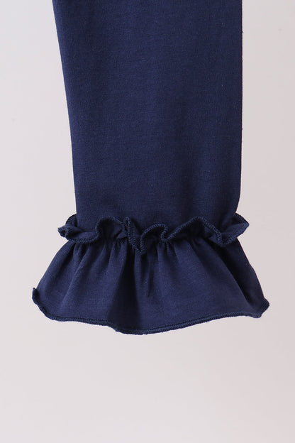 Navy ruffle pants