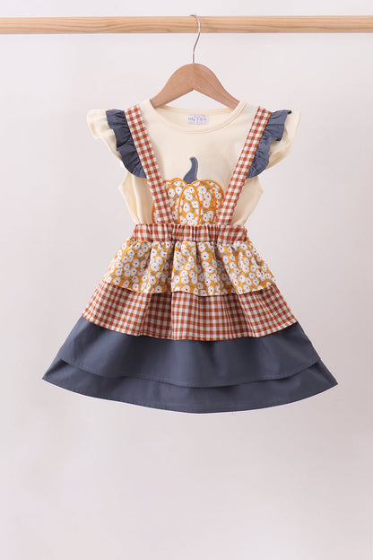 Pumpkin Floral Ruffle 2pc Set