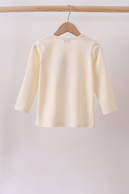 Beige ghost bow embroidery top