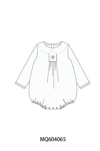 Blue dot turkey embroidery bubble