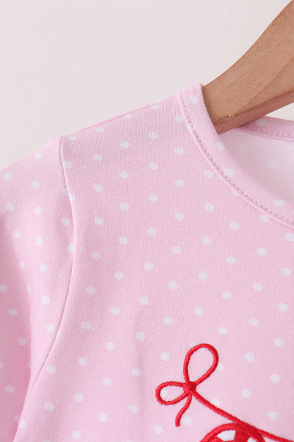 Pink christmas tree gingerbread embroidery pants set